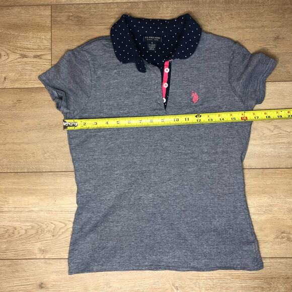 Ralph Lauren Girls Short Sleeve Blue Polo Shirt Small EUC Blue White Pink Preppy - Picture 4 of 6